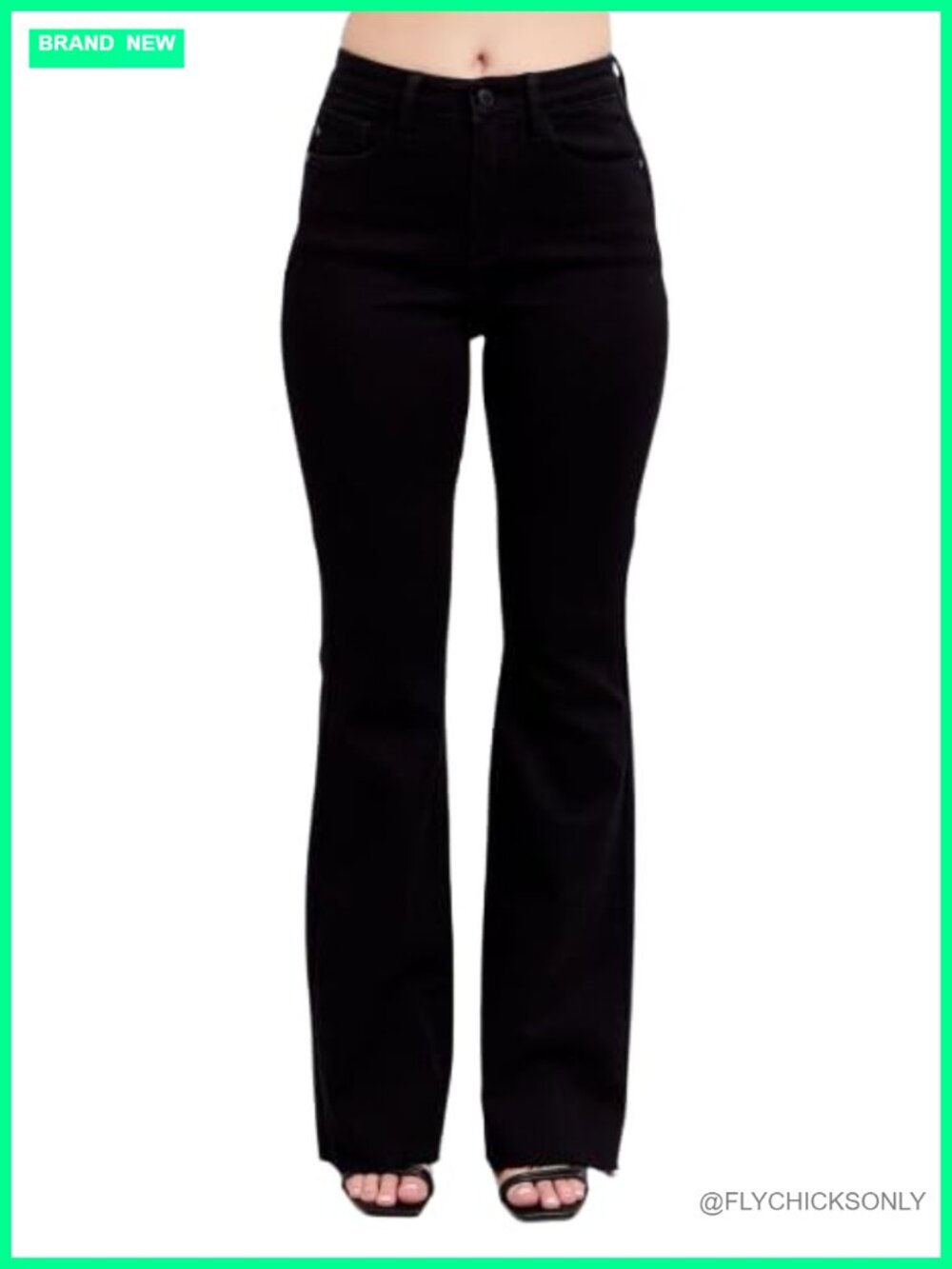 High-Waisted Star Seam Flare Jeans - 69% Cotton Stretch Denim